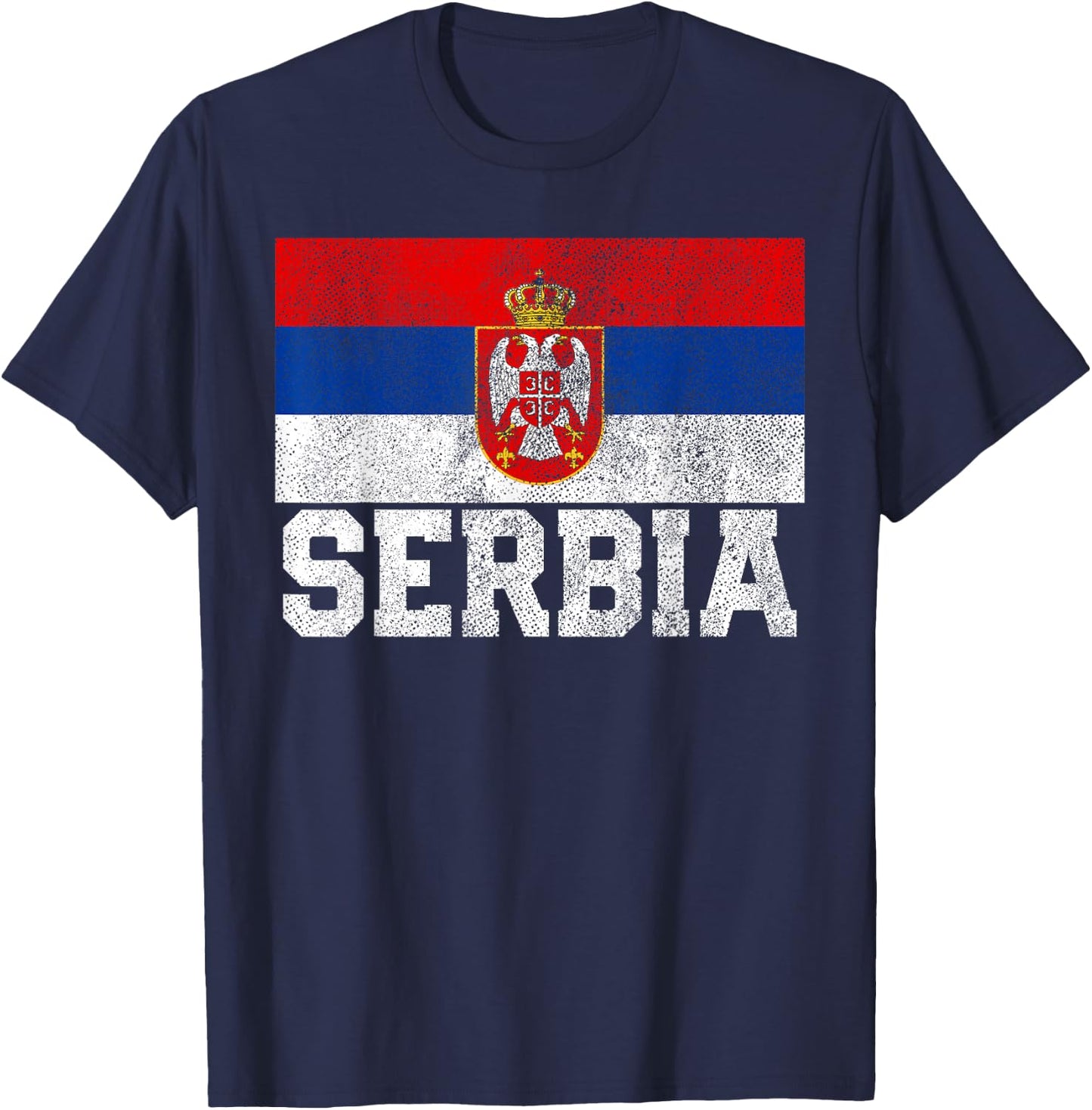 Serbian Serbia Flag National Pride Family Roots Country Gift T-Shirt - T-Shirt | Navy