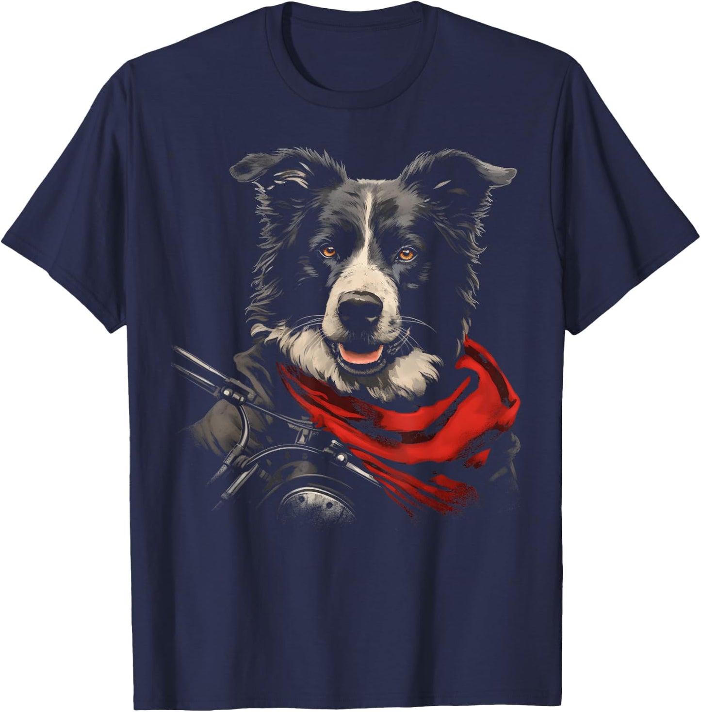 Cool Motorcycle Dad Biker Dog Funny Border Collie Dad Rider Men T-Shirt - T-Shirt | Navy