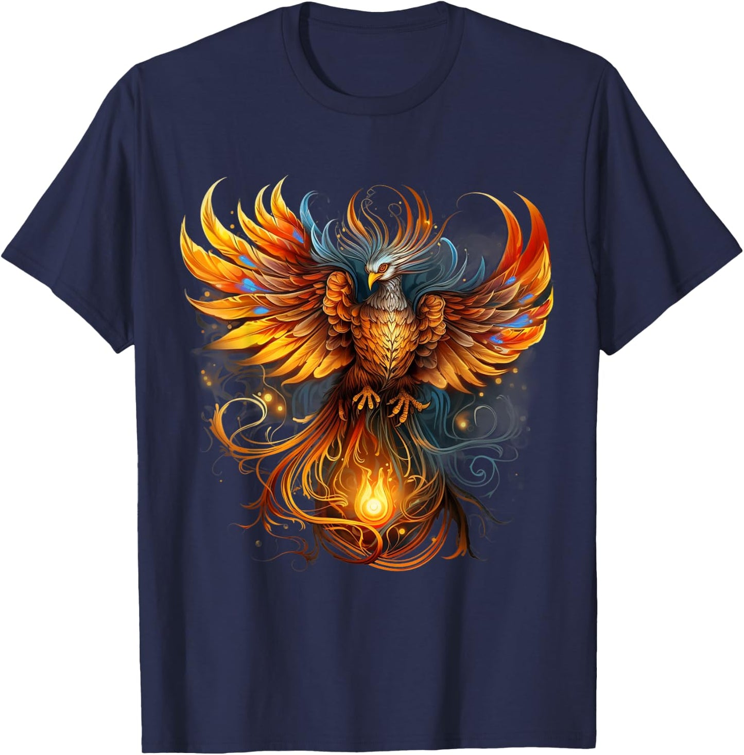 Rising Phoenix Majestic Fire Bird Fenix Fantasy Mythological T-Shirt - T-Shirt | Navy