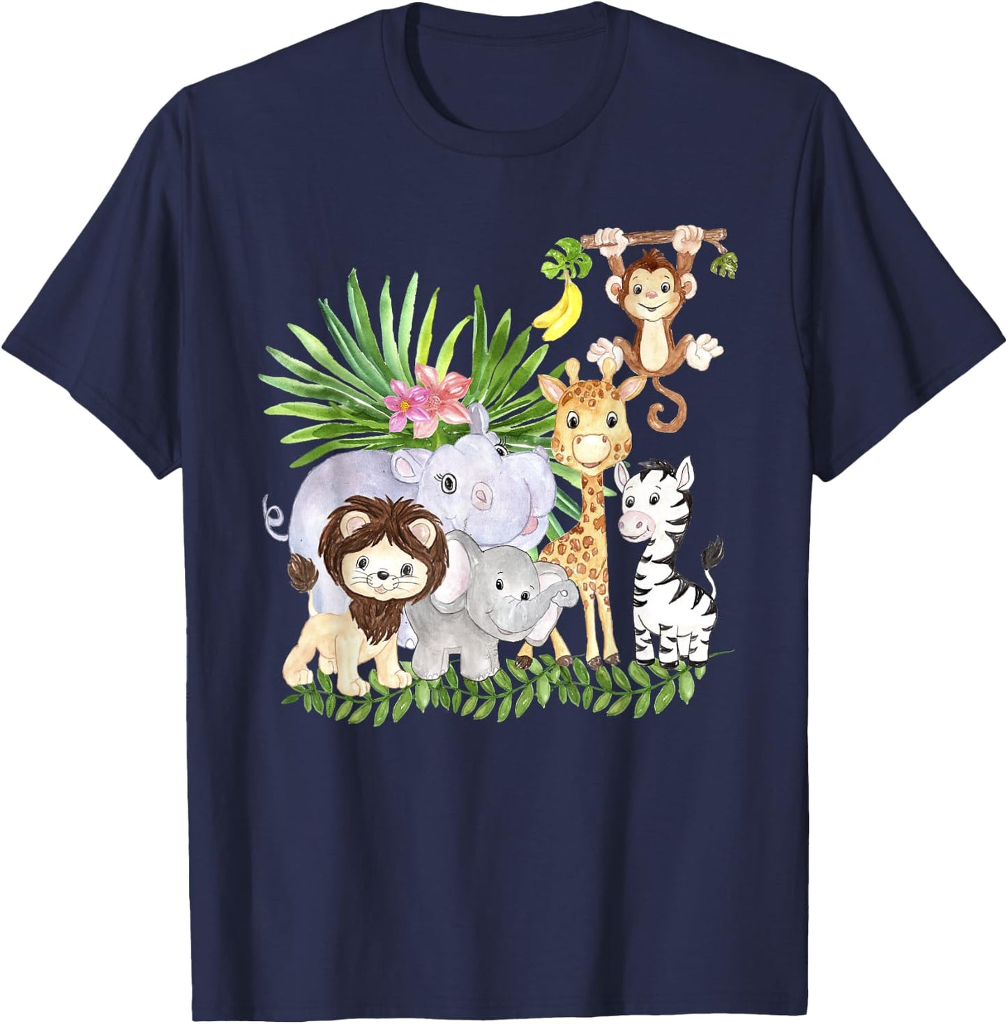 Zoo Animals Wildlife Birthday Party A Day At The Zoo Safari T-Shirt - T-Shirt | Navy