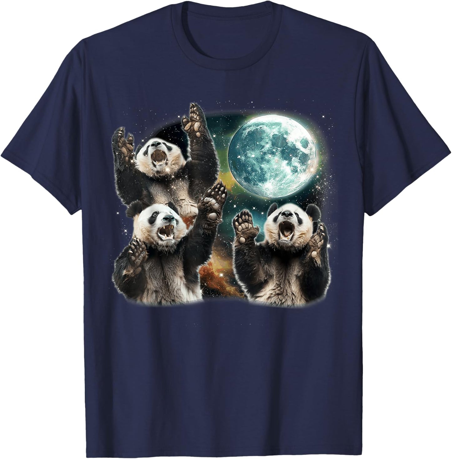 Funny Three Panda Moon, 3 Possum Full, Weird Magic 90s Meme T-Shirt - T-Shirt | Navy