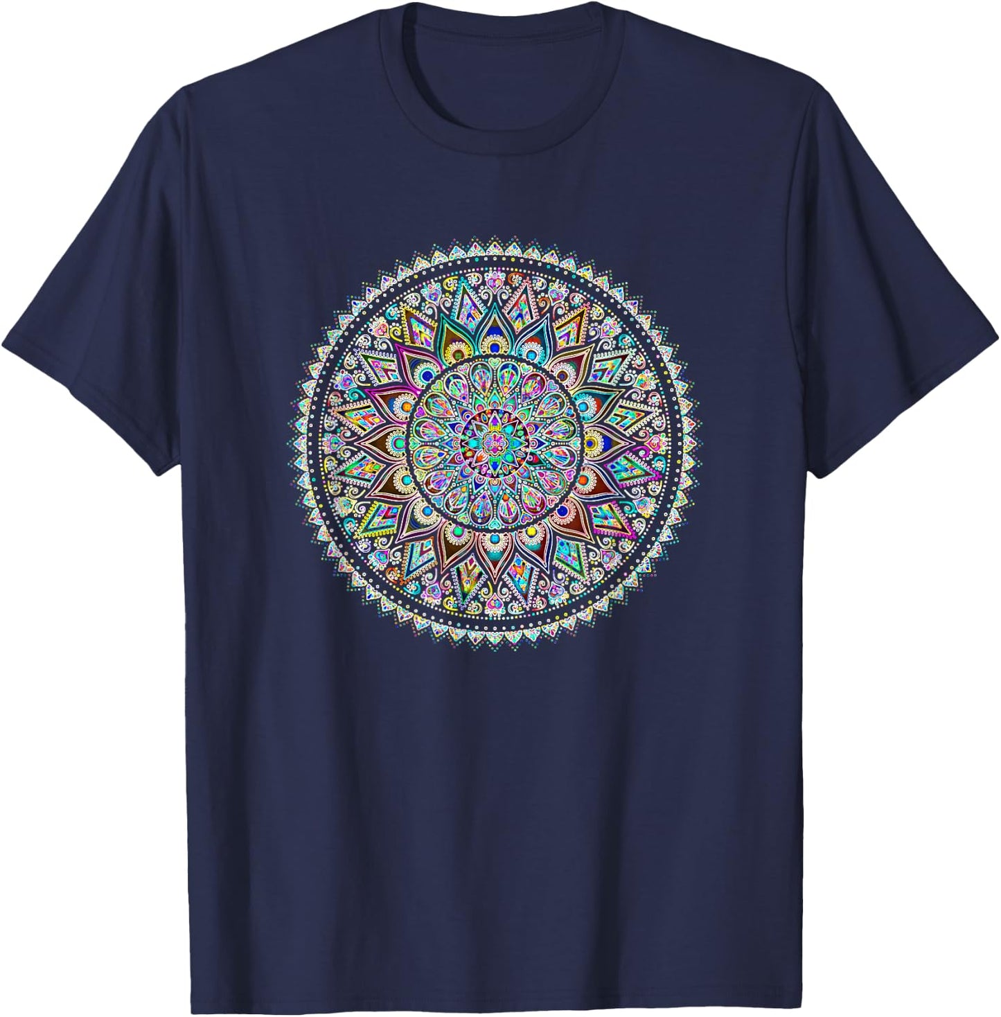 Psychedelic Love Mandala Heart Chakra T-Shirt - T-Shirt | Navy