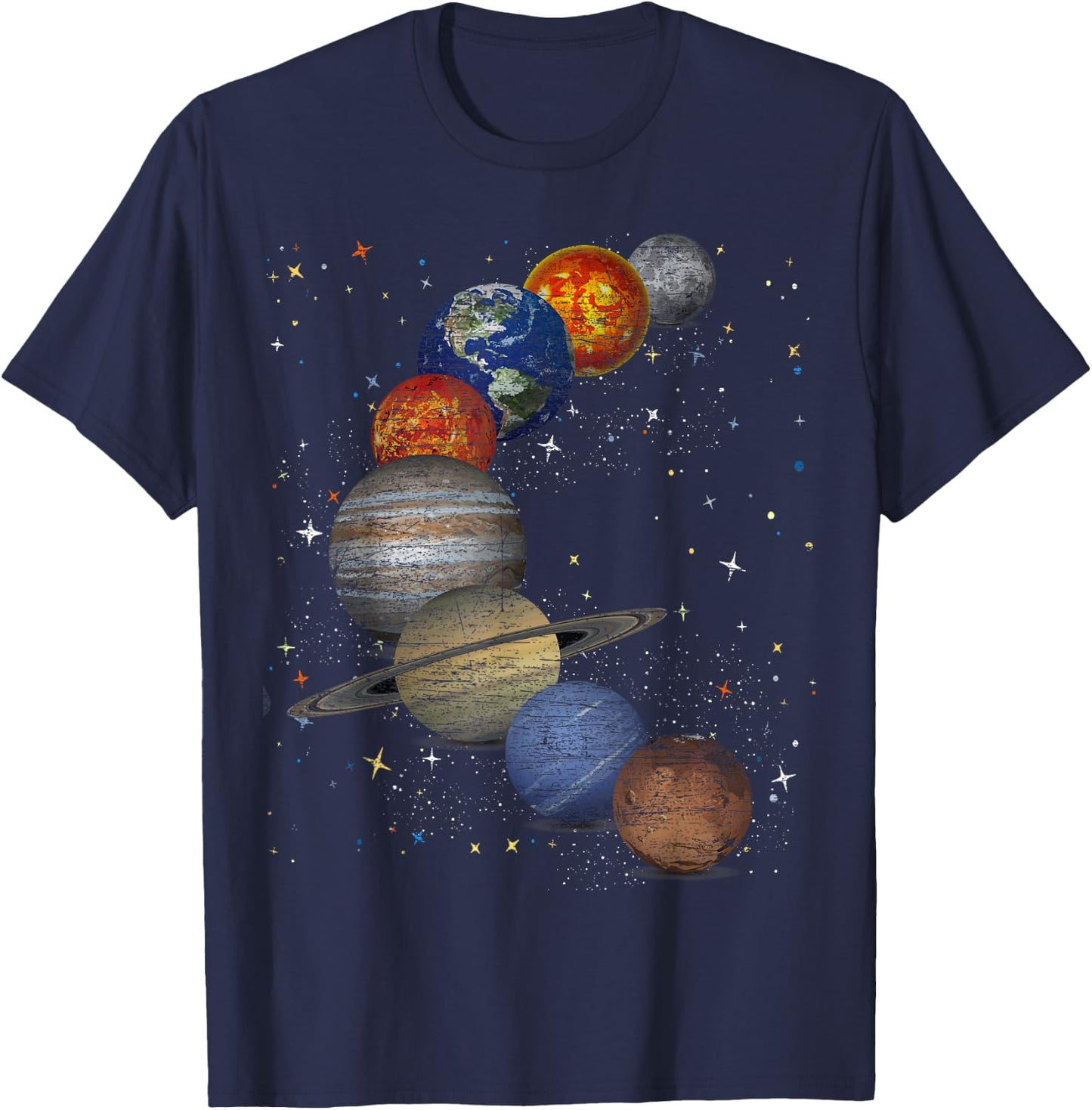 Galaxy Planets Sun Universe Outer Space Science T-Shirt - T-Shirt | Navy