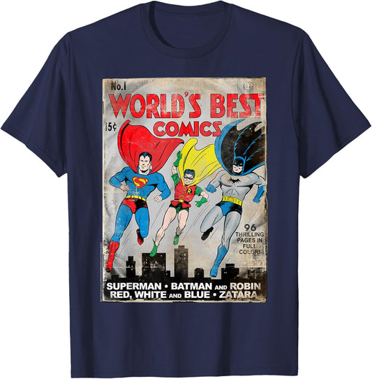 DC Comics Worlds Best Comics #1 Cover T-Shirt - T-Shirt | Navy