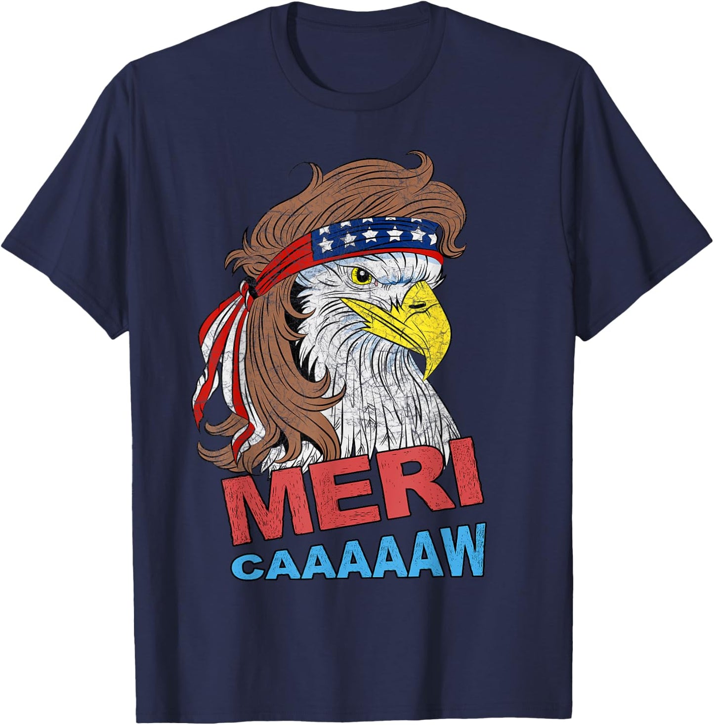 meri-caaaaaw - Eagle Mullet 4th Of July USA American Flag Women Kids Men T-Shirt - T-Shirt | Navy