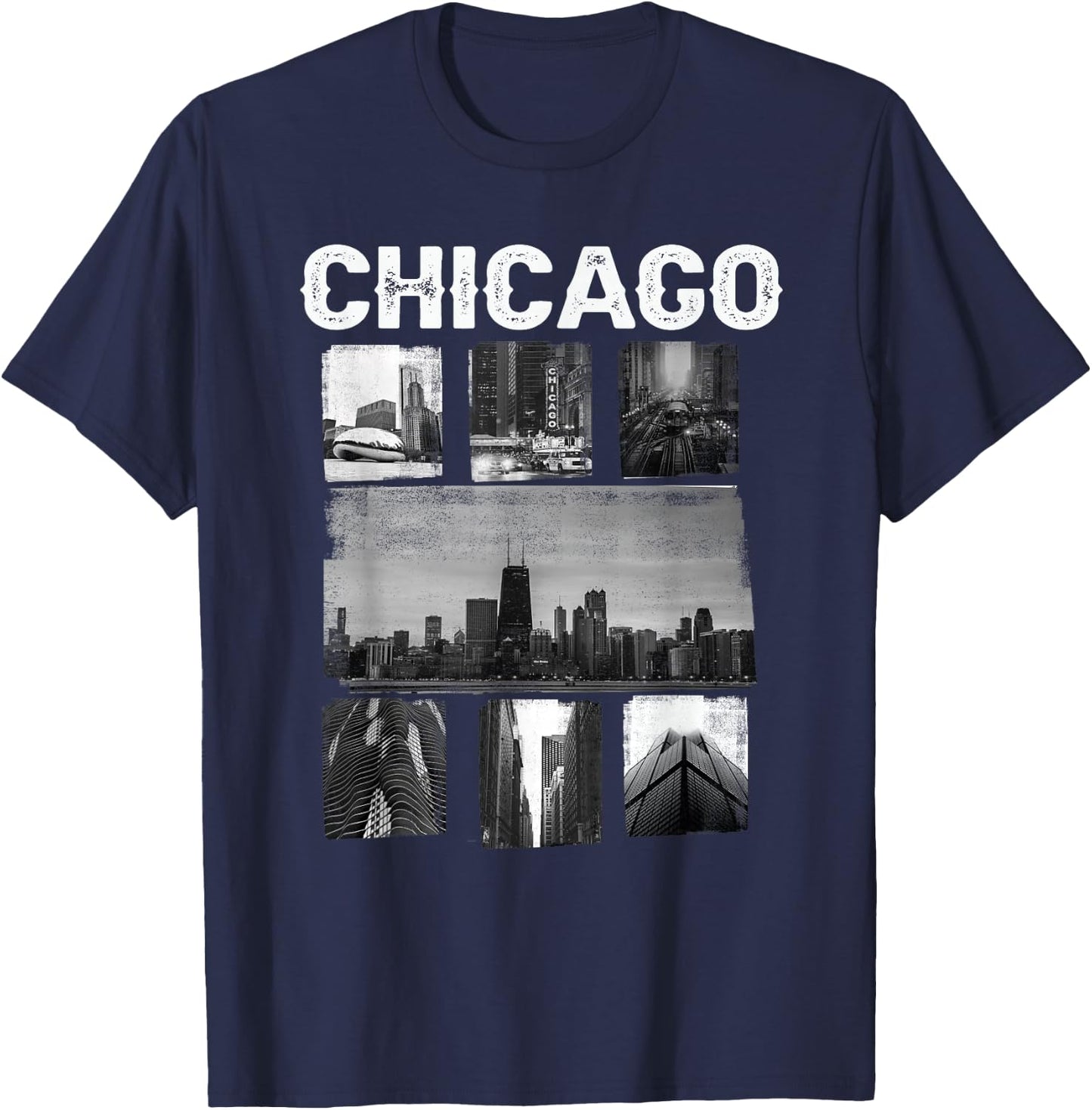 Illinois Chicago Skyline Chi Town T-Shirt - T-Shirt | Navy