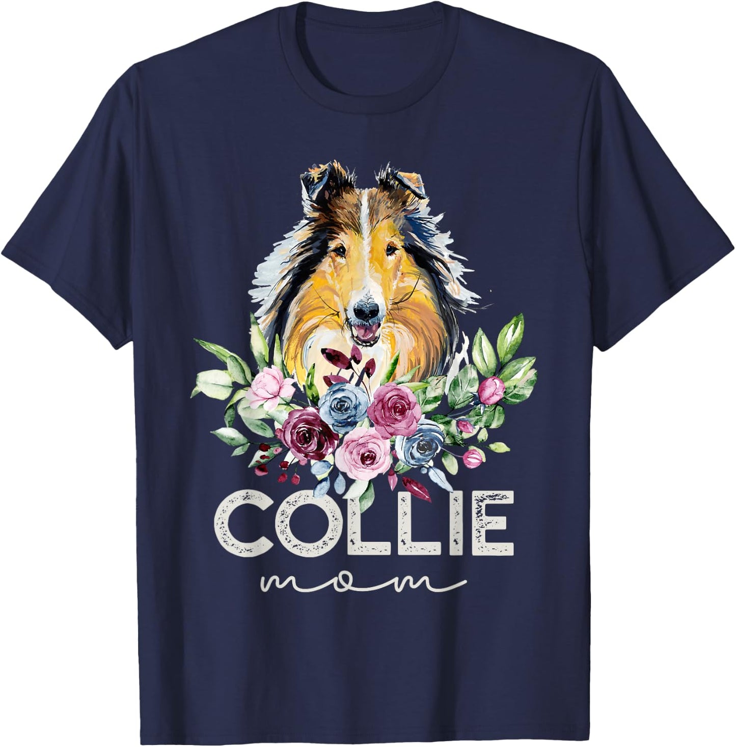 Rough Collie Shirt Gifts Dog Mom T-Shirt - T-Shirt | Navy