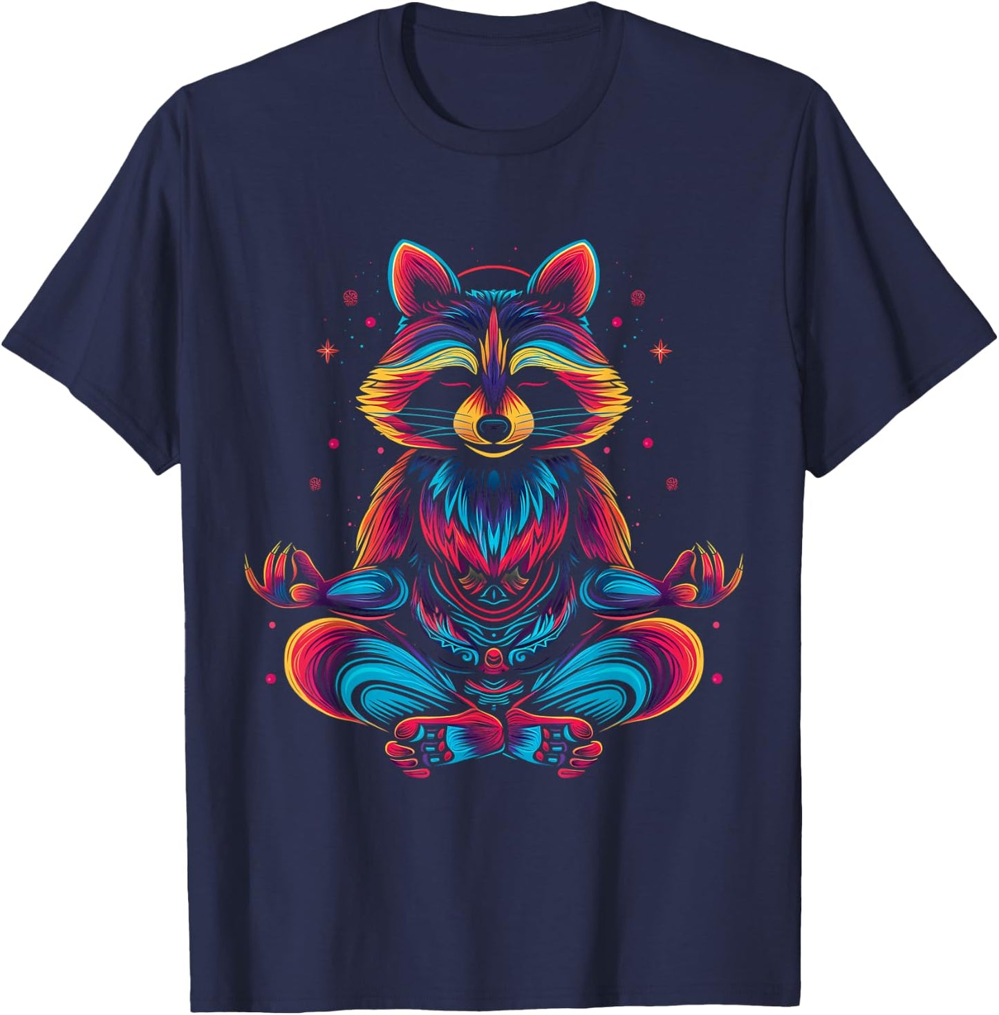 Raccoon Meditating Animal Meditation Zen Funny Yoga Yogi T-Shirt - T-Shirt | Navy