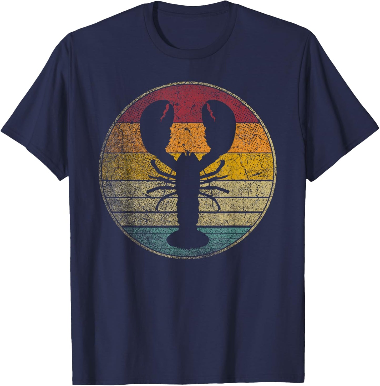 Lobster Fish Seafood Fishing Vintage Distressed Retro Style T-Shirt - T-Shirt | Navy