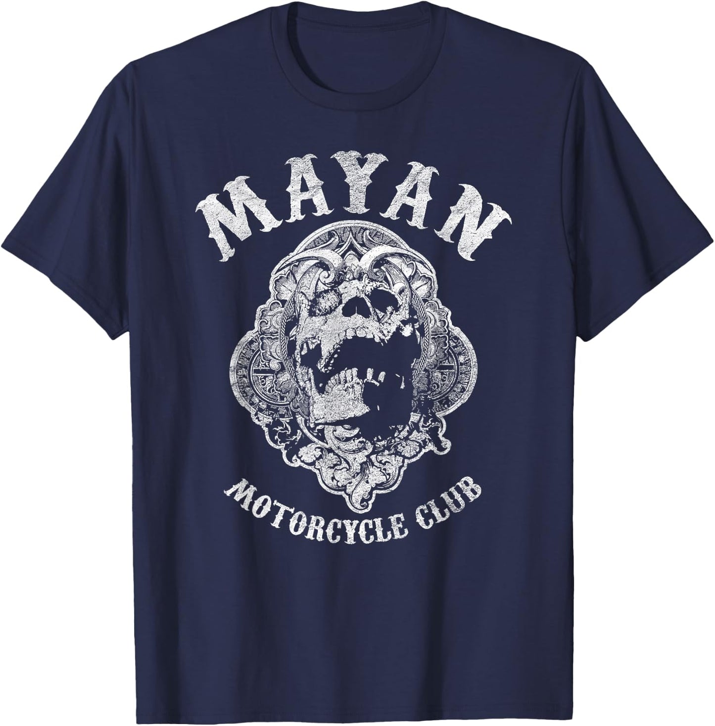 Mayan Motorcycle Vintage - Skull Anarchy T-Shirt - T-Shirt | Navy