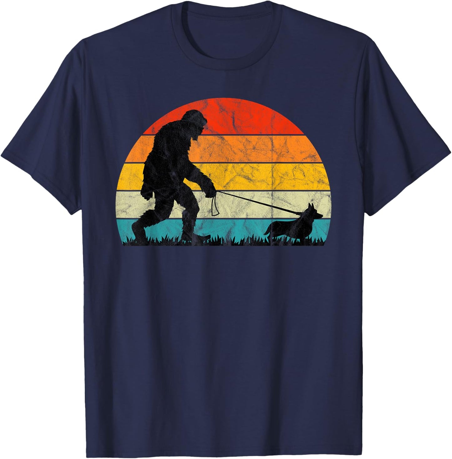 Bigfoot Walking Corgi Dog Training Puppies Mom Dad Lover Women Girls Kids T-Shirt - T-Shirt | Navy