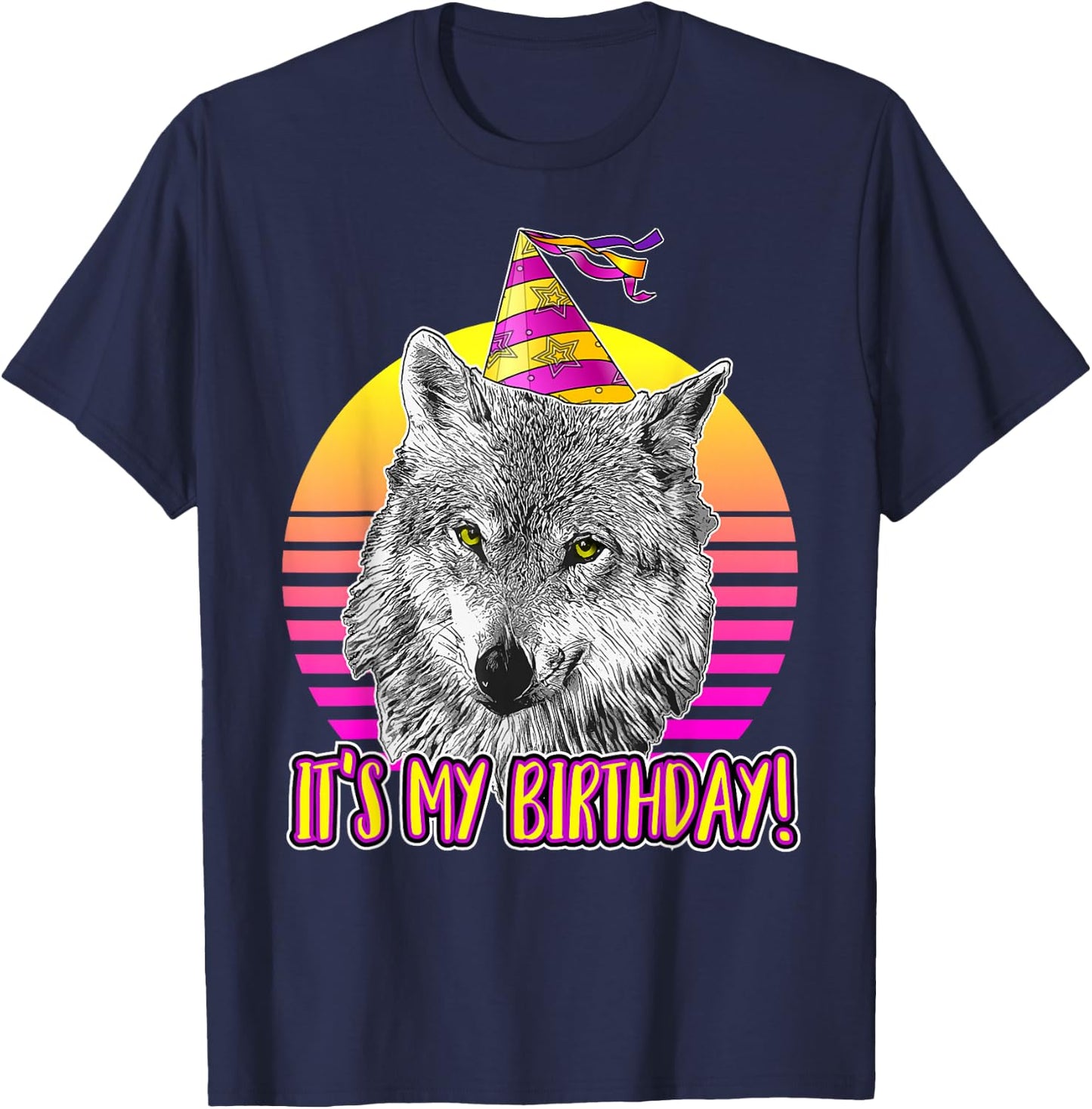 Wolf Themed Birthday Party - Cute Retro Wolves Lover T-Shirt - T-Shirt | Navy