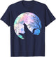 Forest Animal Wolf Predator Gift Wildlife Full Moon Wolf T-Shirt - T-Shirt | Navy