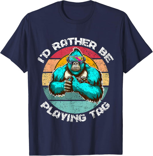 I'd Rather Be Playing Tag Gorilla Monke Tag Gorilla VR Gamer T-Shirt - T-Shirt | Navy
