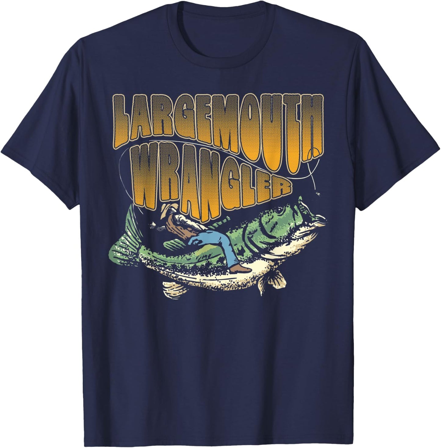 Largemouth Bass Wrangler Funny Bass Fisherman Fishing T-Shirt - T-Shirt | Navy