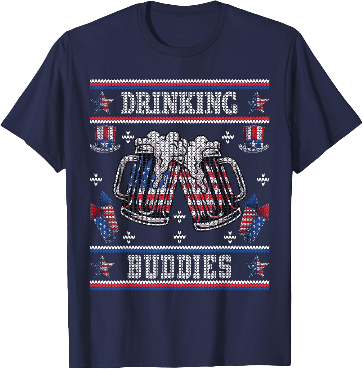 Drinking Buddies Ugly USA 4th of July Funny Beer Men T-Shirt - T-Shirt | Navy