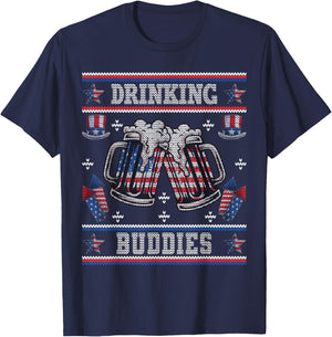 Drinking Buddies Ugly USA 4th of July Funny Beer Men T-Shirt - T-Shirt | Navy