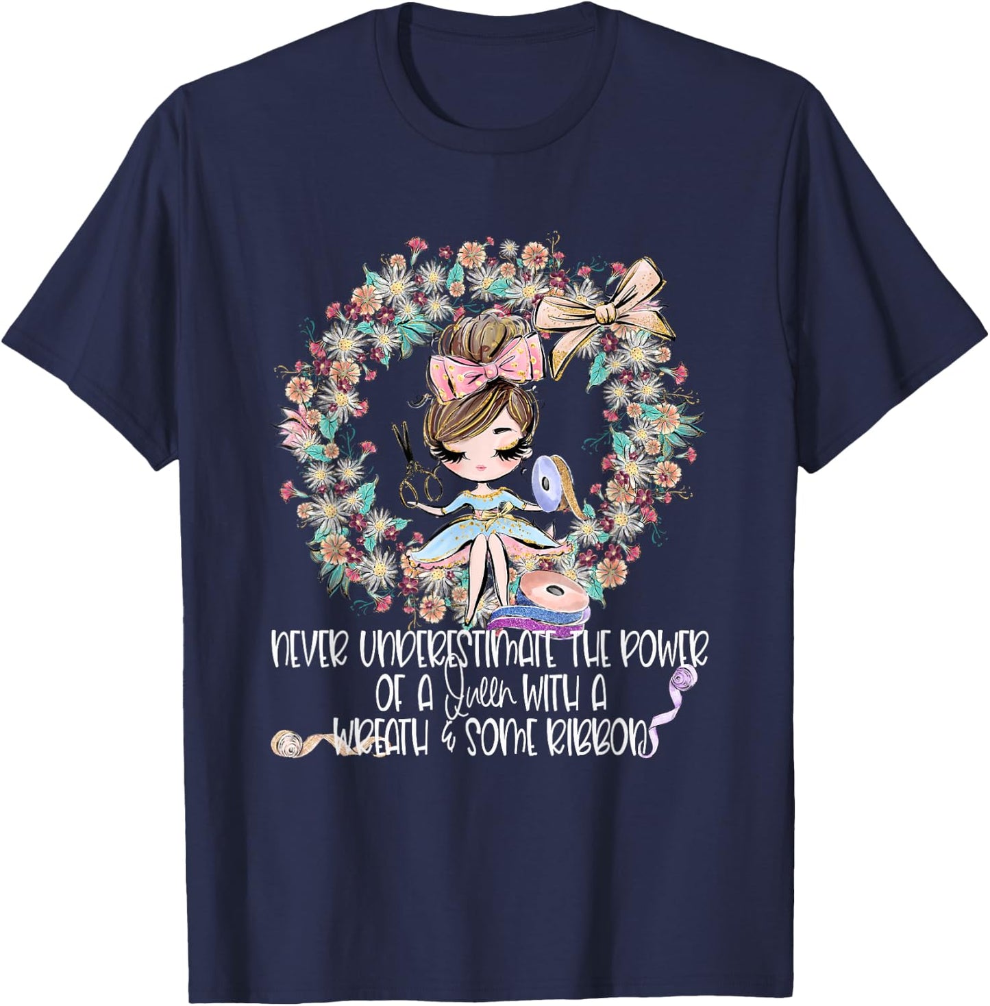 Wreath Making Crafter Ribbon Crafting Mom Craft Maker Woman T-Shirt - T-Shirt | Navy