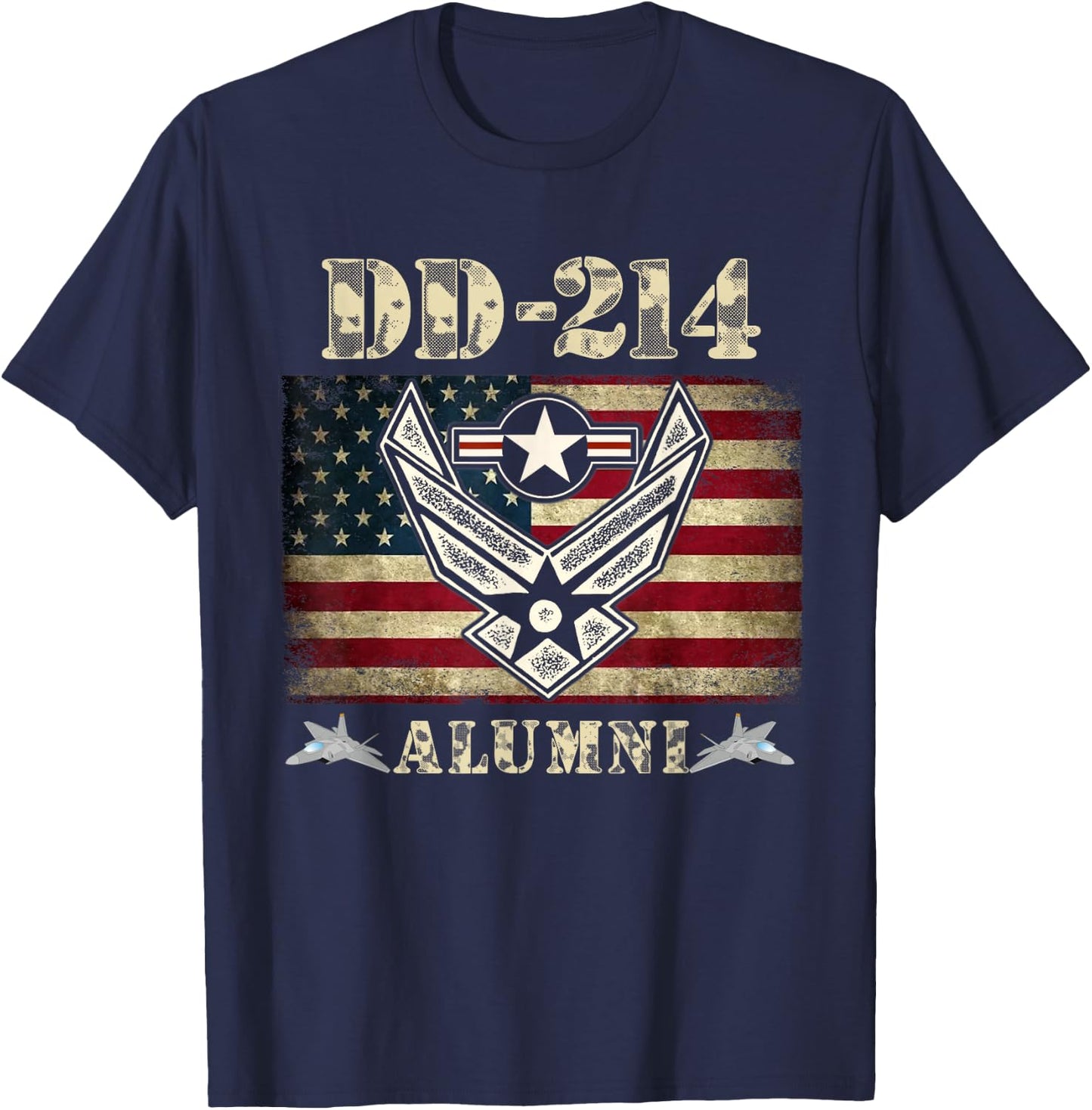 DD-214 Alumni Air Force Military Veteran American Flag USAF T-Shirt - T-Shirt | Navy