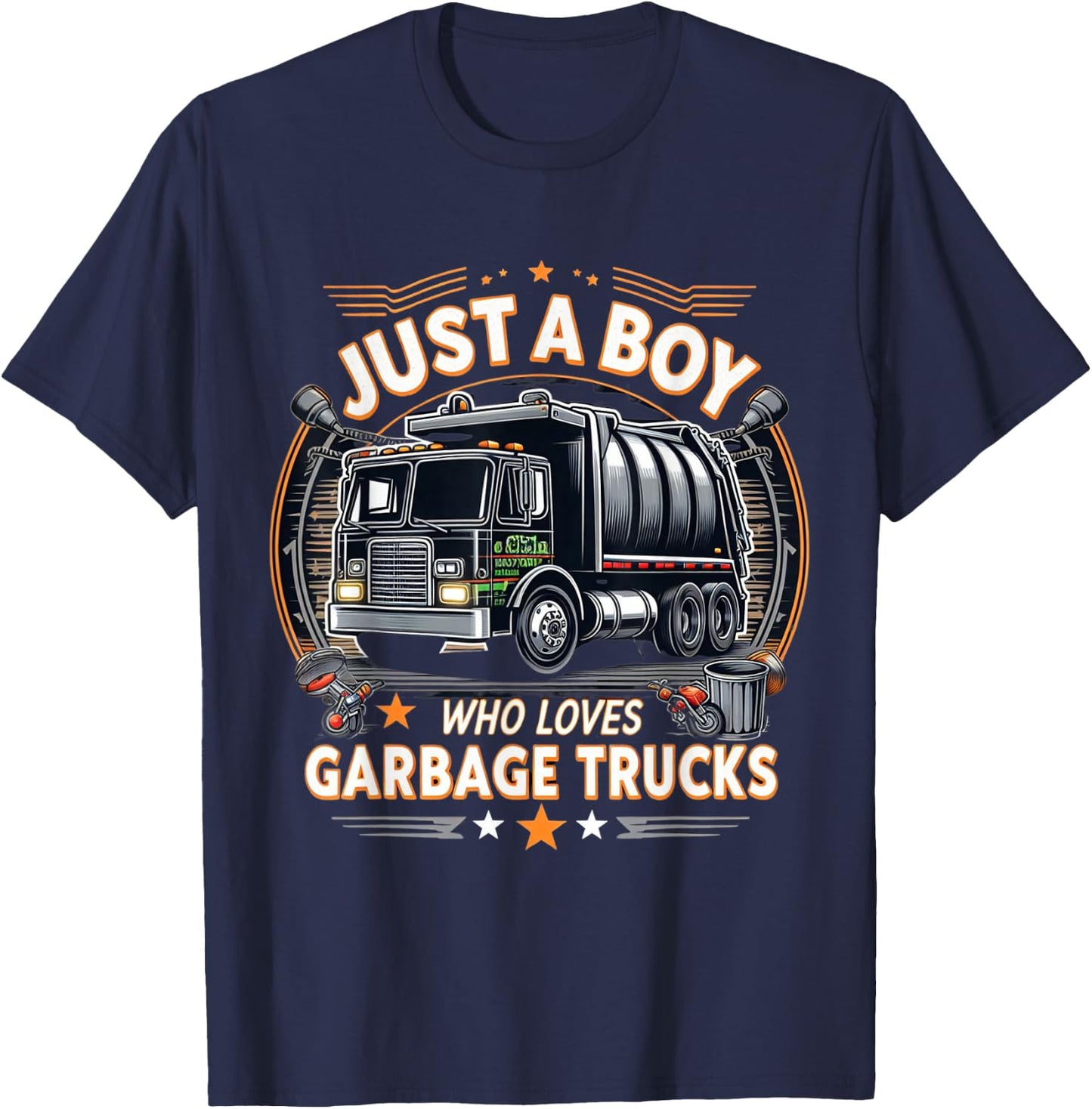 Just a boy who loves Garbage Trucks T-Shirt - T-Shirt | Navy