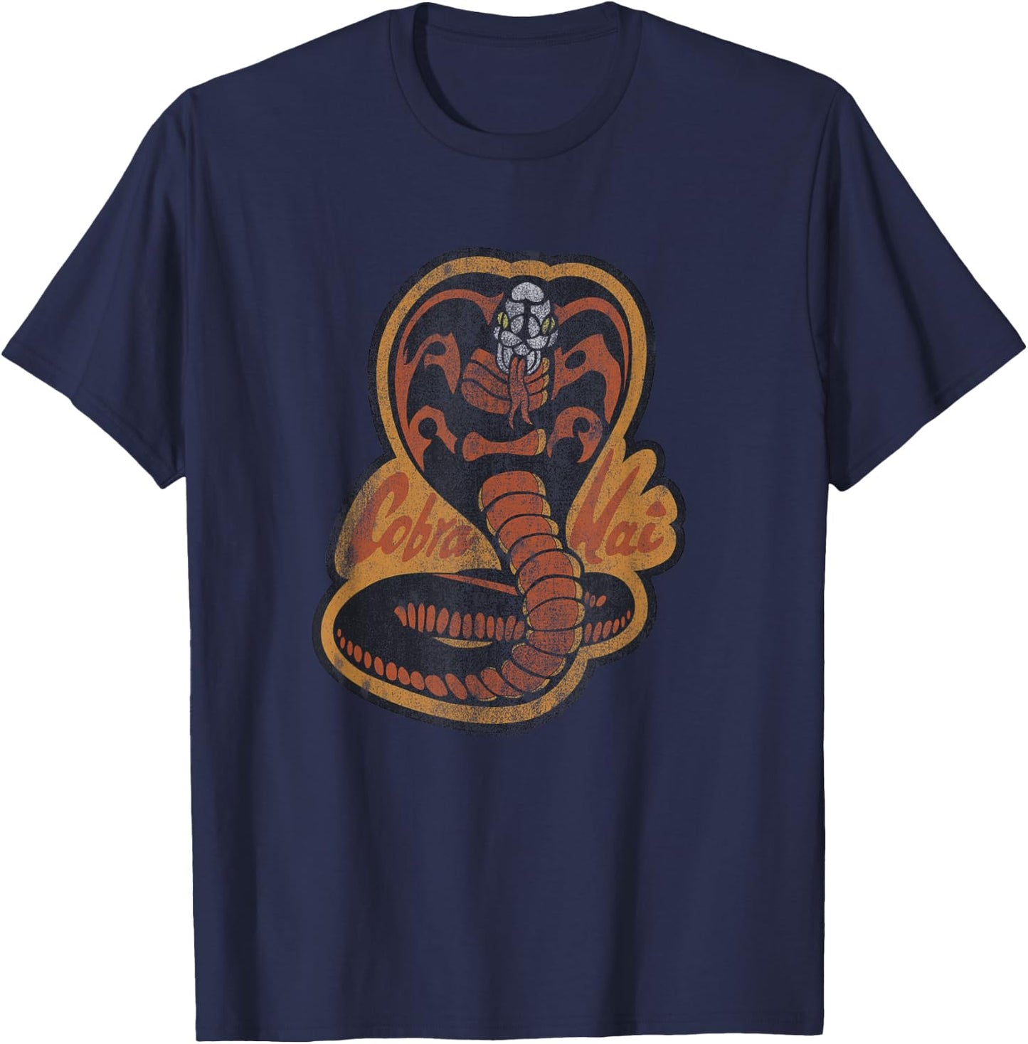 Cobra Kai Distressed Vintage Snake Logo TV Show T-Shirt - T-Shirt | Navy