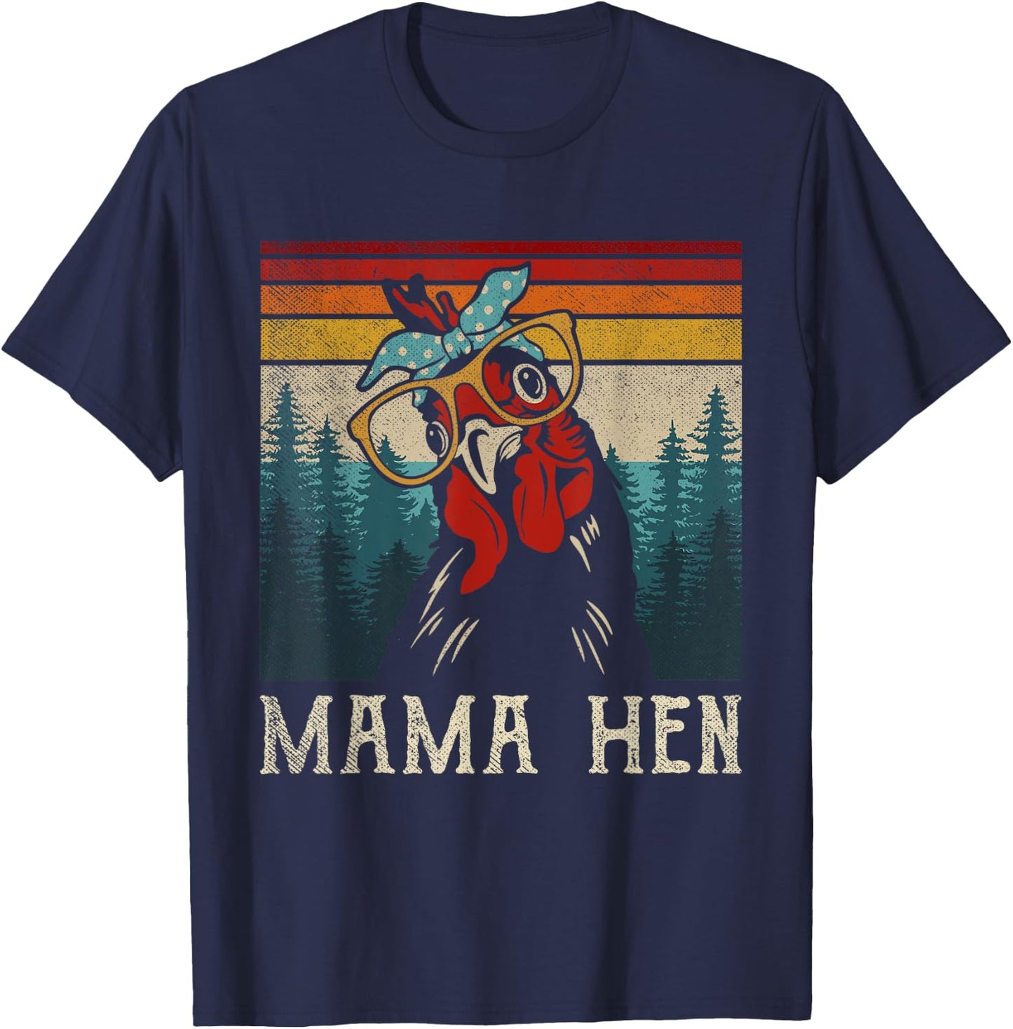 Funny Mama Hen Shirt Vintage Retro Chicken Mom Mother T-Shirt - T-Shirt | Navy