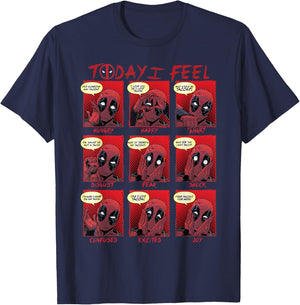 Marvel Deadpool Today I Feel Panels Small T-Shirt - T-Shirt | Navy