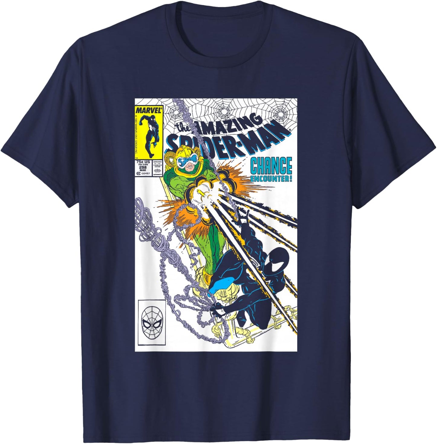 Marvel Spider-Man Chance Encounter Comic Book Cover T-Shirt - T-Shirt | Navy