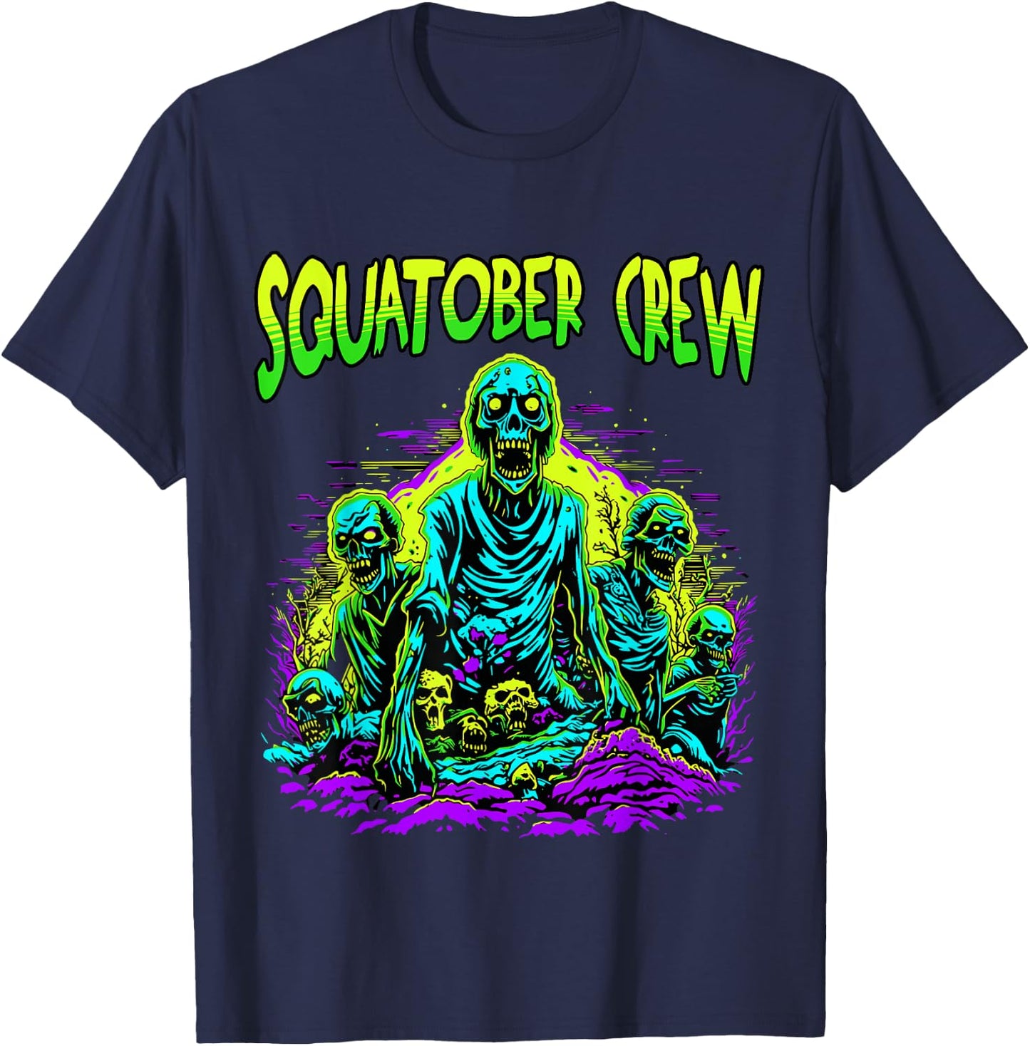SQUATOBER CREW October Squat Challenge Zombies T-Shirt - T-Shirt | Navy