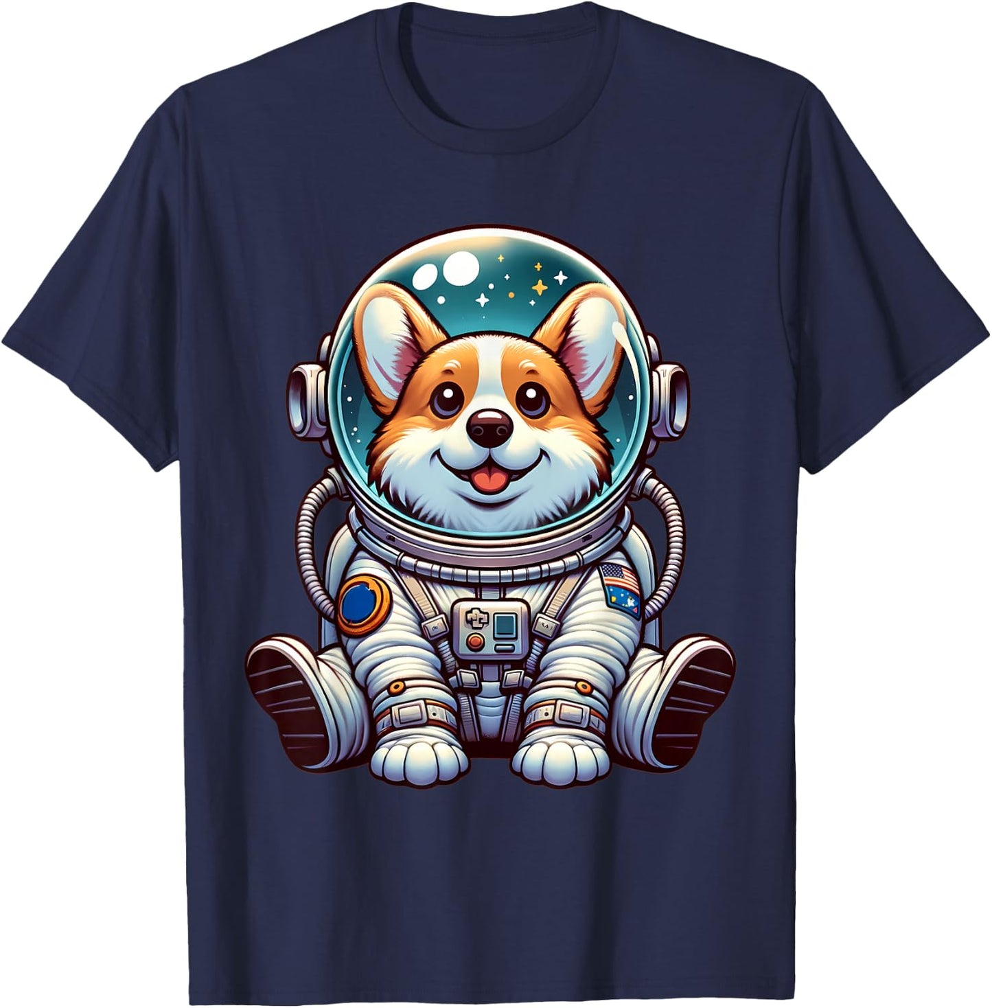 Cute Corgi Astronaut Dog Helmet Space Men Women Kids T-Shirt - T-Shirt | Navy
