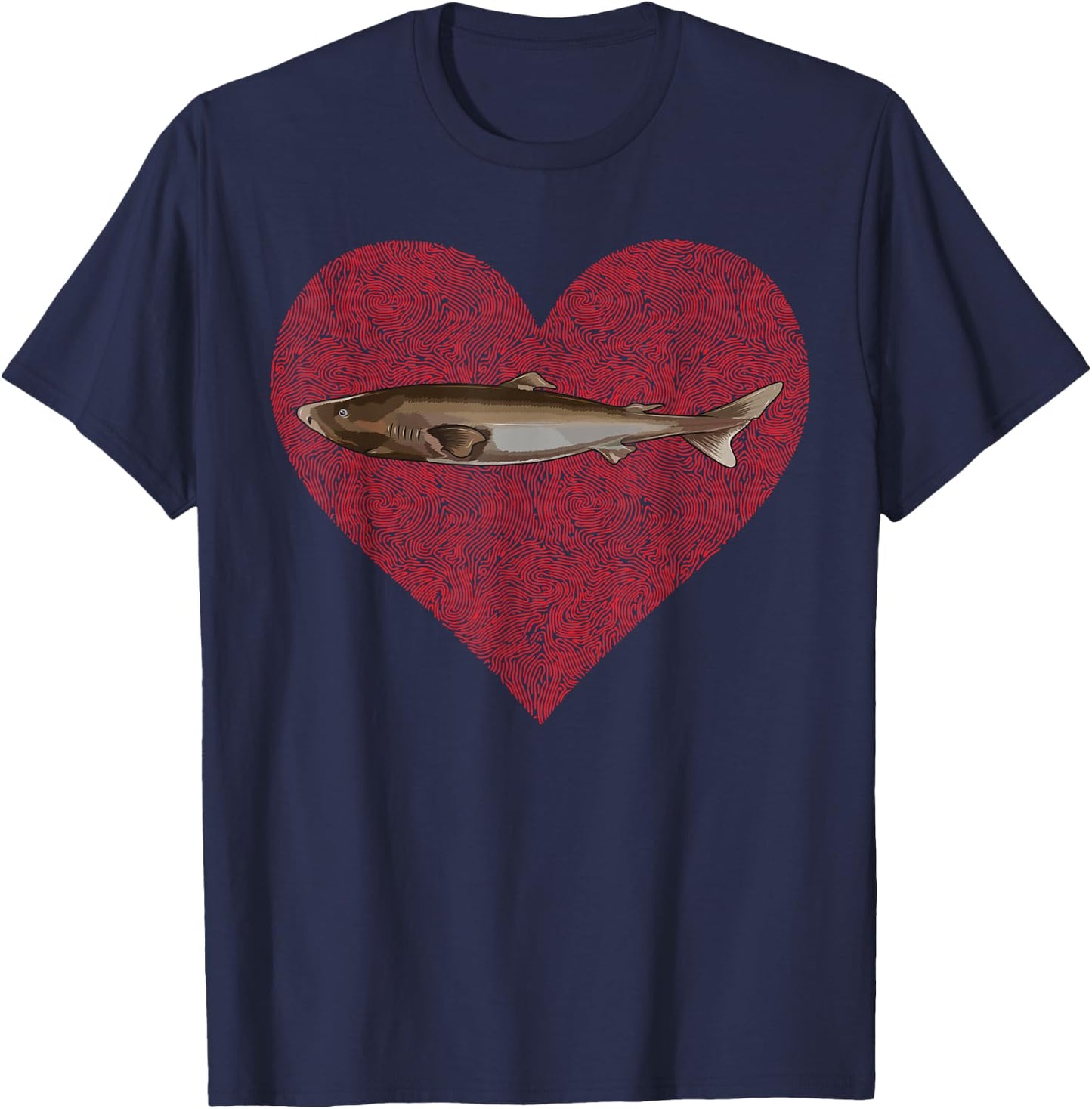 Greenland Shark Valentines Day Love Fingerprint T-Shirt - T-Shirt | Navy