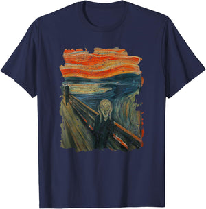 Cool illustration The Scream Famous Painting Distressed T-Shirt - T-Shirt | Navy