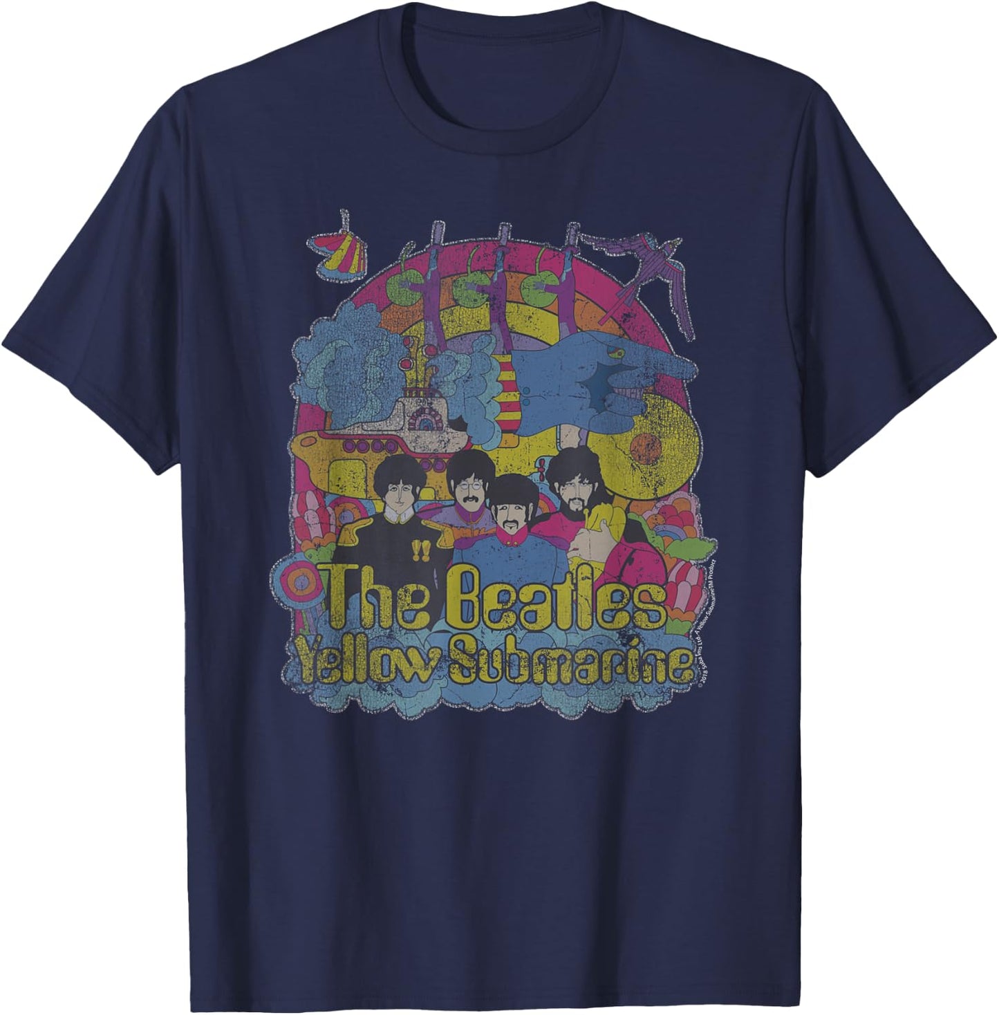 The Beatles - Yellow Submarine Bursting Beatles T-Shirt - T-Shirt | Navy