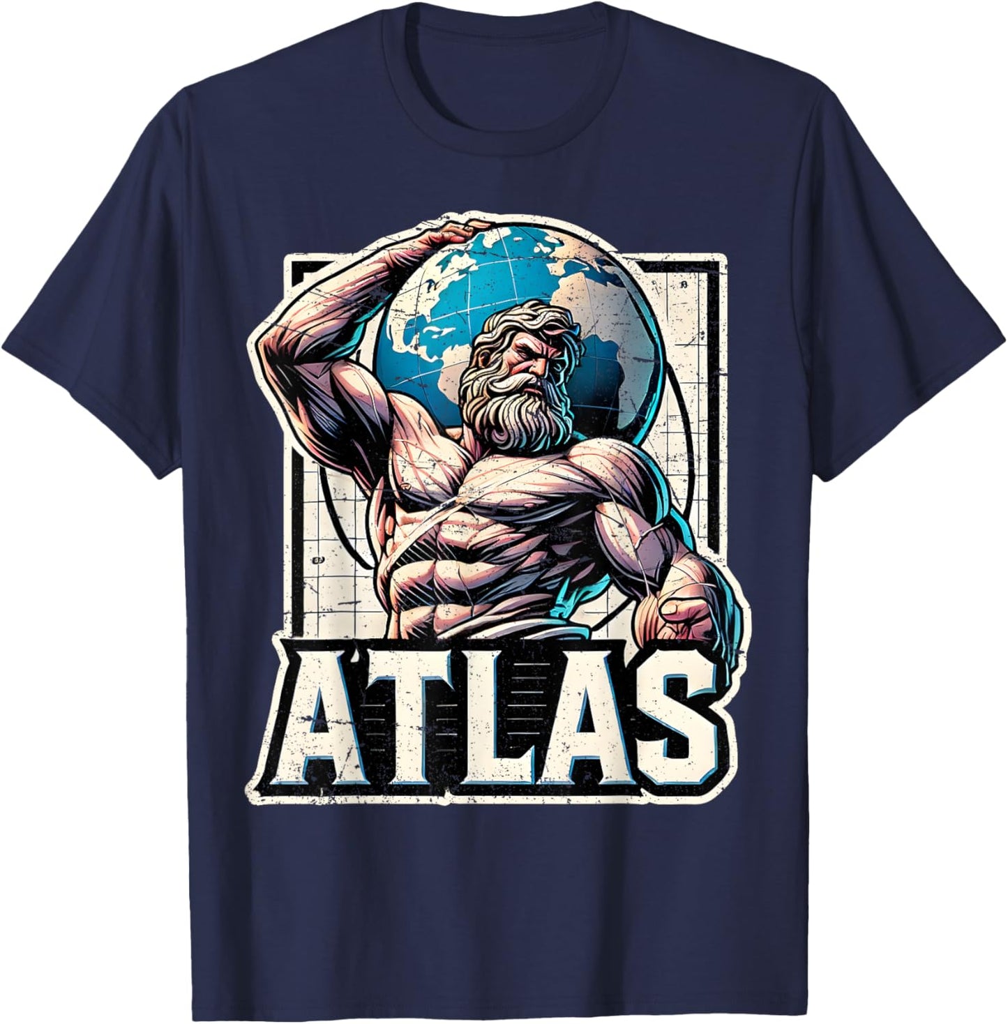 Atlas Greek God Mythology Titan Ancient Greece T-Shirt - T-Shirt | Navy