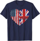 British American Flags Heart | United States UK Roots T-Shirt - T-Shirt | Navy
