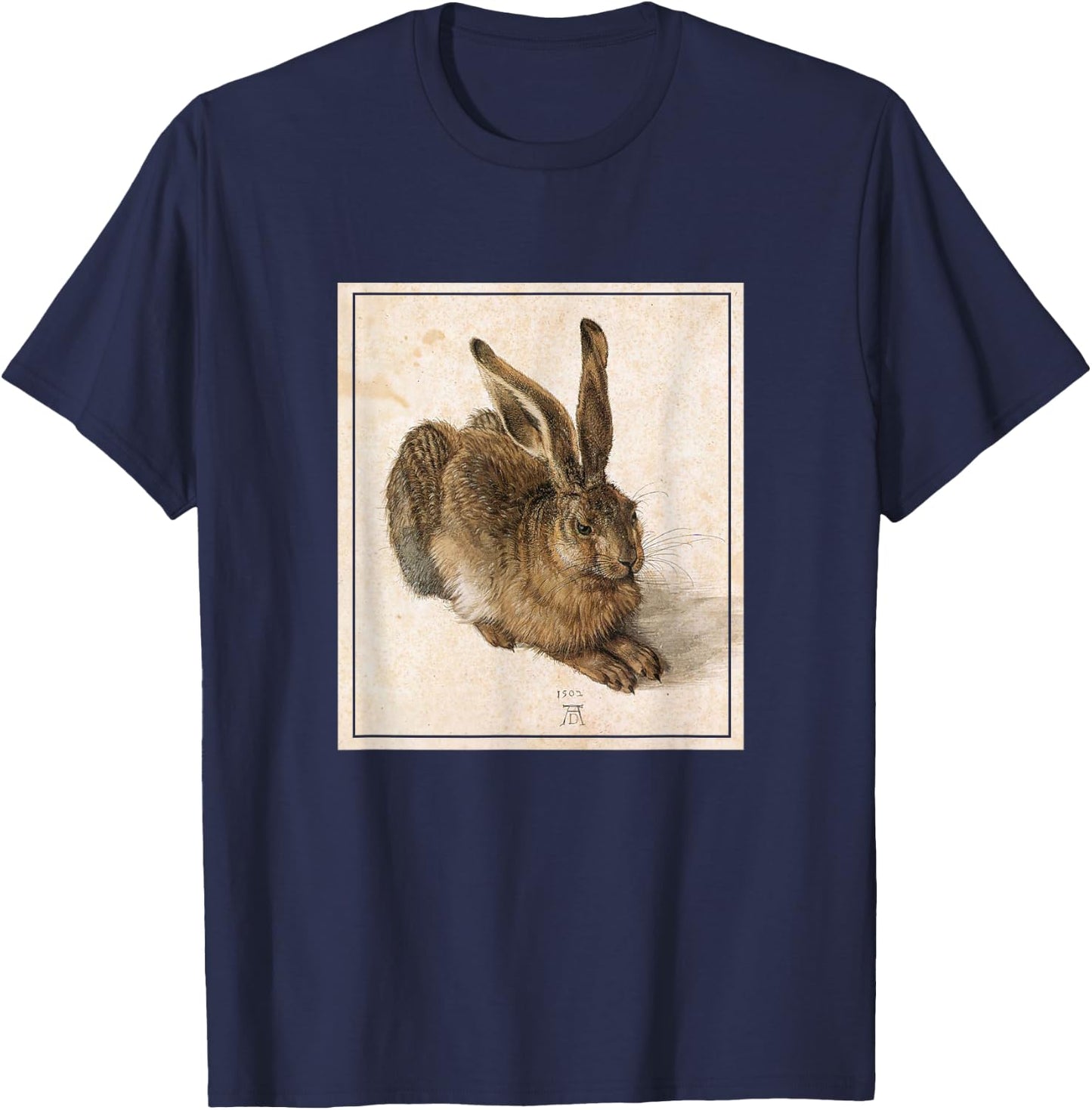 Brown Hhare (1502) Albrecht Dürer Drawing Watercolour Rabbit T-Shirt - T-Shirt | Navy