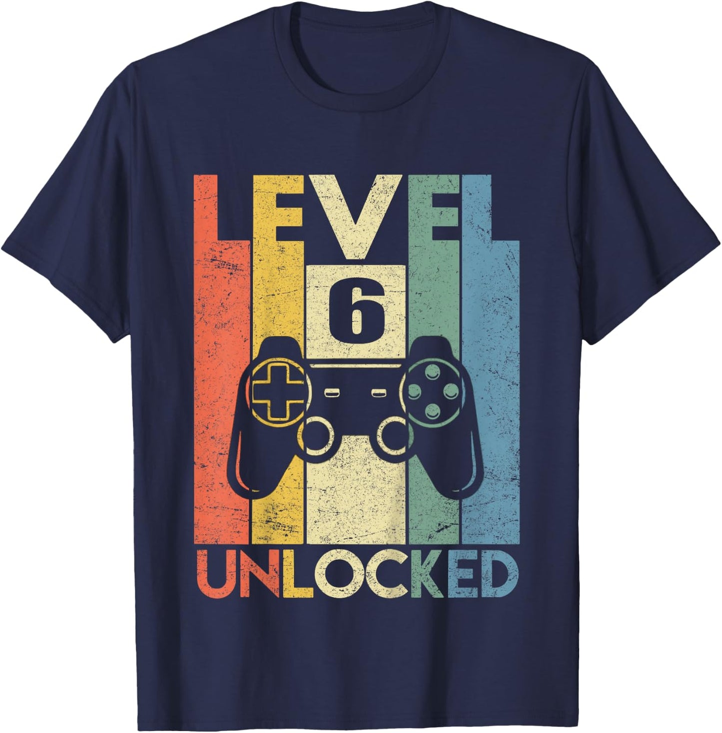 Level 6 Unlocked Shirt Funny Video Gamer 6th Birthday Gift T-Shirt - T-Shirt | Navy