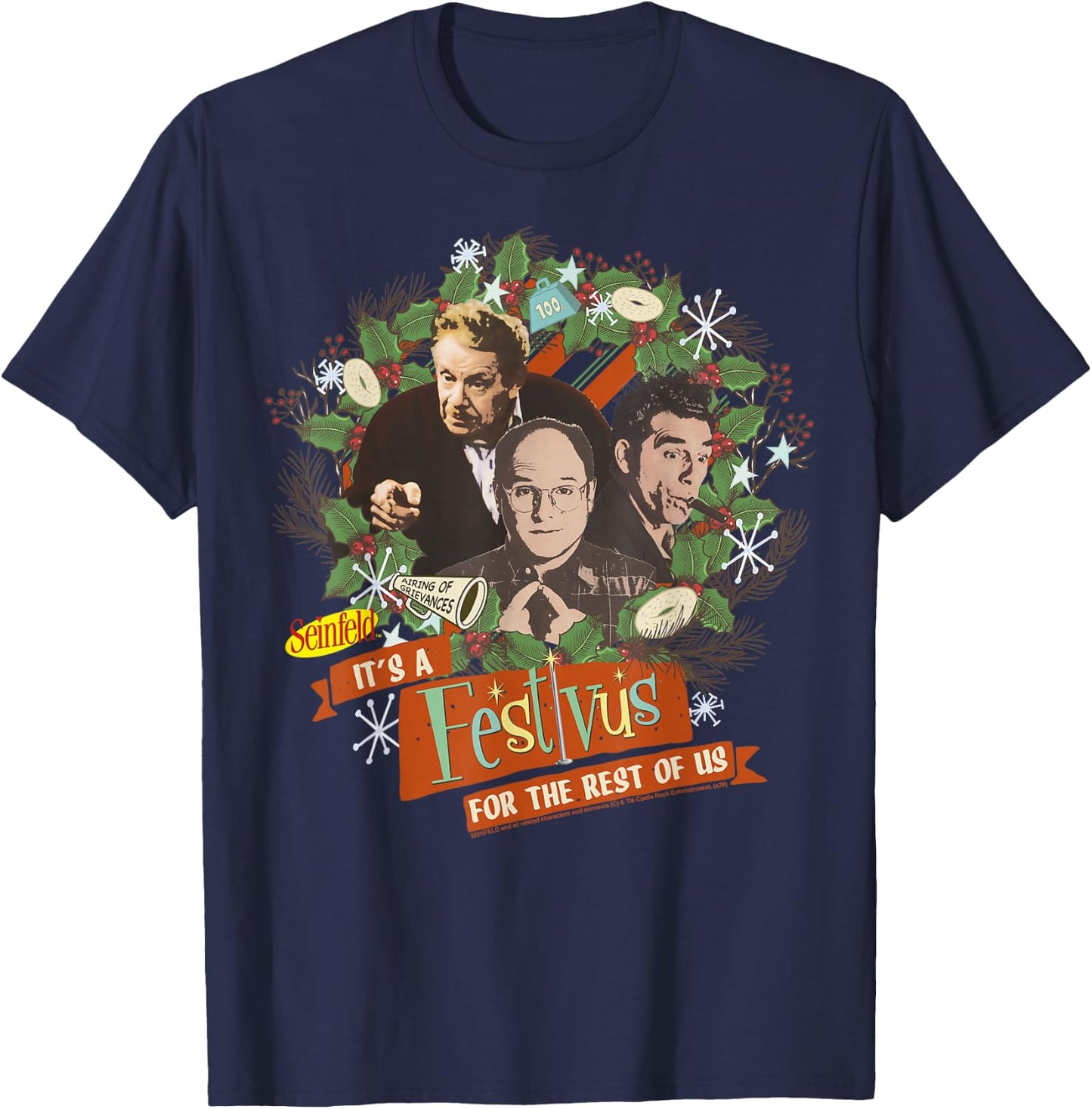 Seinfeld Festivus It's A Festivus for The Rest of Us Wreath T-Shirt - T-Shirt | Navy
