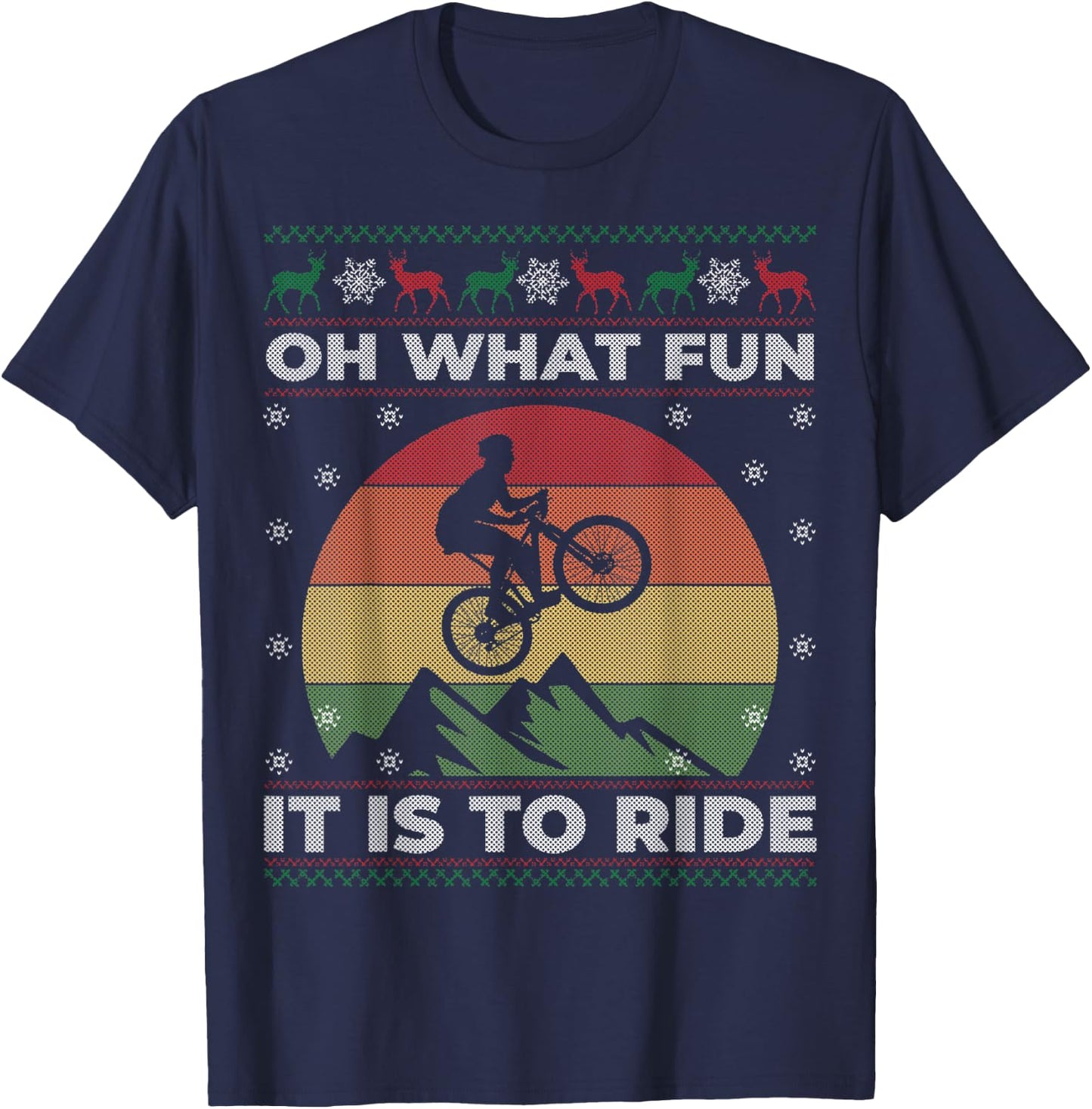 Mountain Bike Ugly Sweater Christmas Gift Women T-Shirt - T-Shirt | Navy