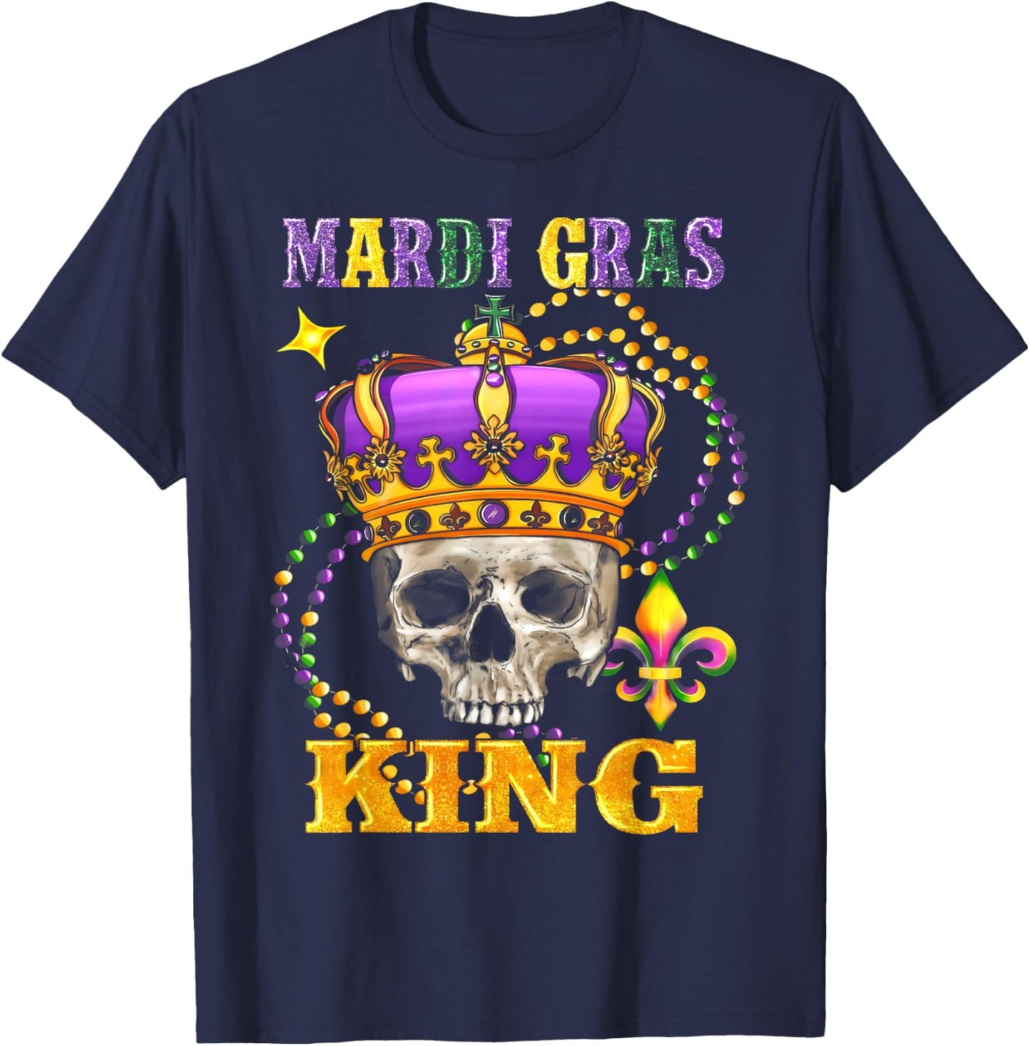Mardi Gras King Men Carnival Costume Gift Mardi Gras T-Shirt - T-Shirt | Navy