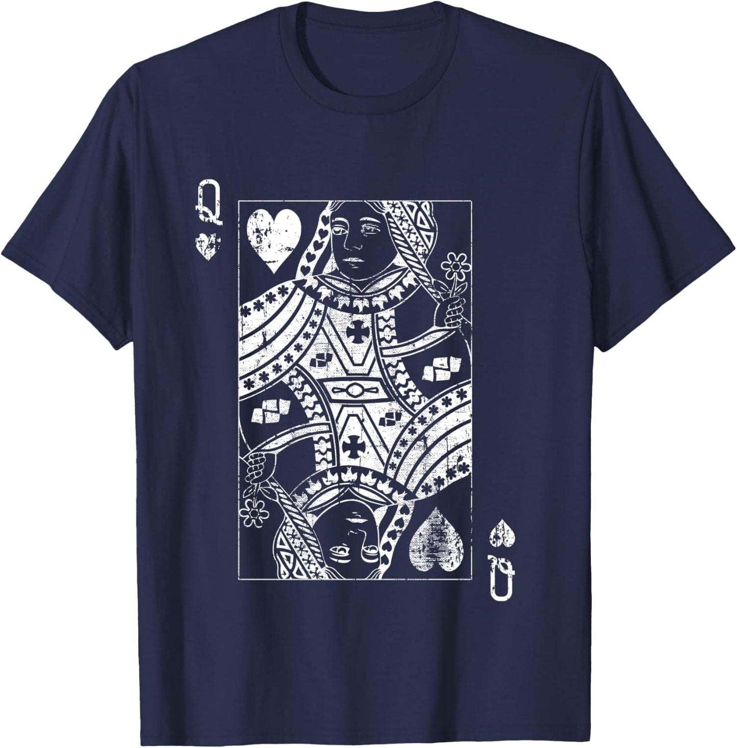Queen Of Hearts Vintage Card T-Shirt - T-Shirt | Navy