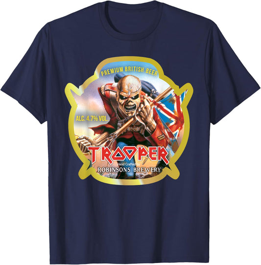 Iron Maiden - Trooper Beer Label T-Shirt - T-Shirt | Navy