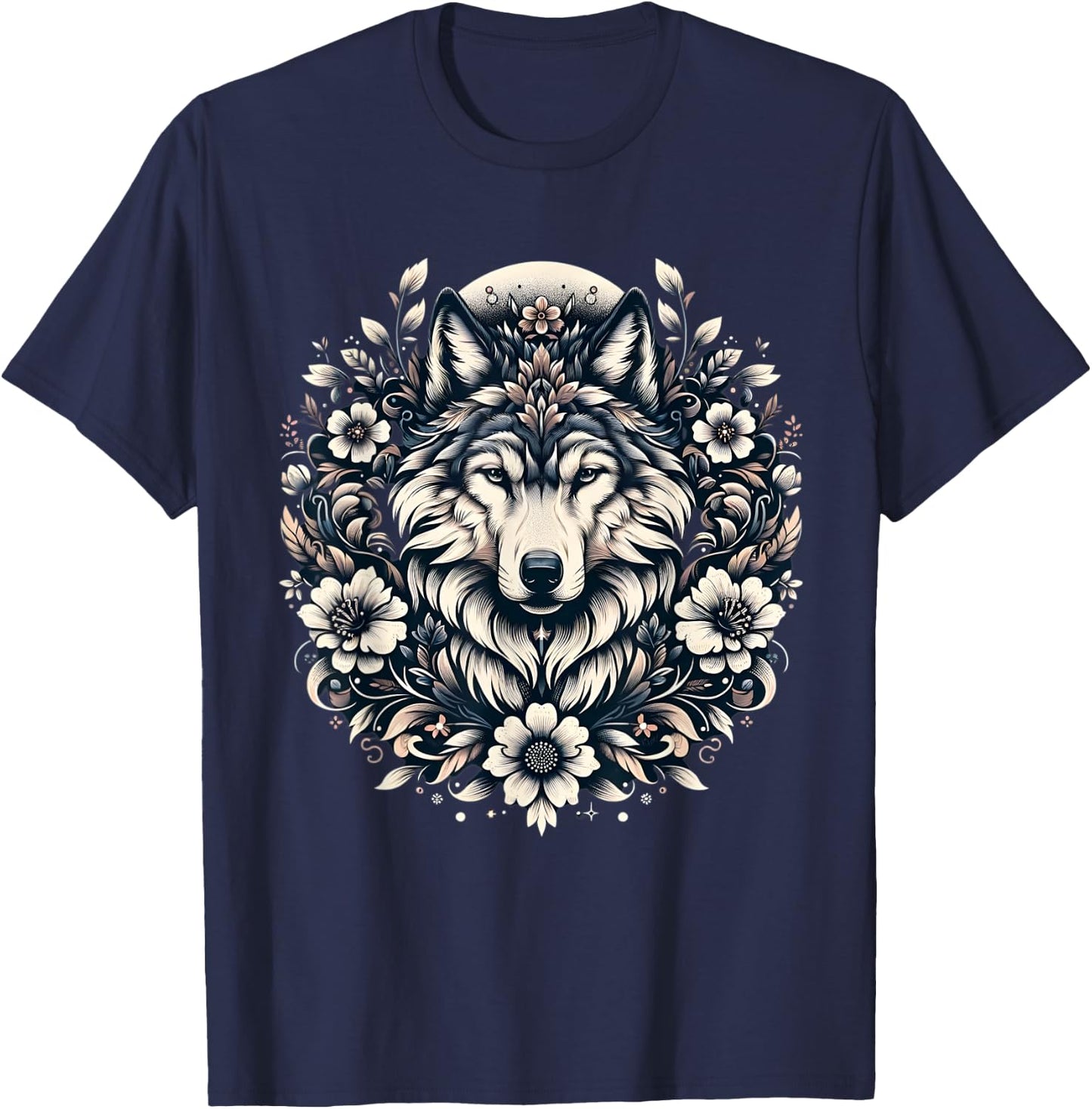 Wolf floral Wolf Lover T-Shirt - T-Shirt | Navy