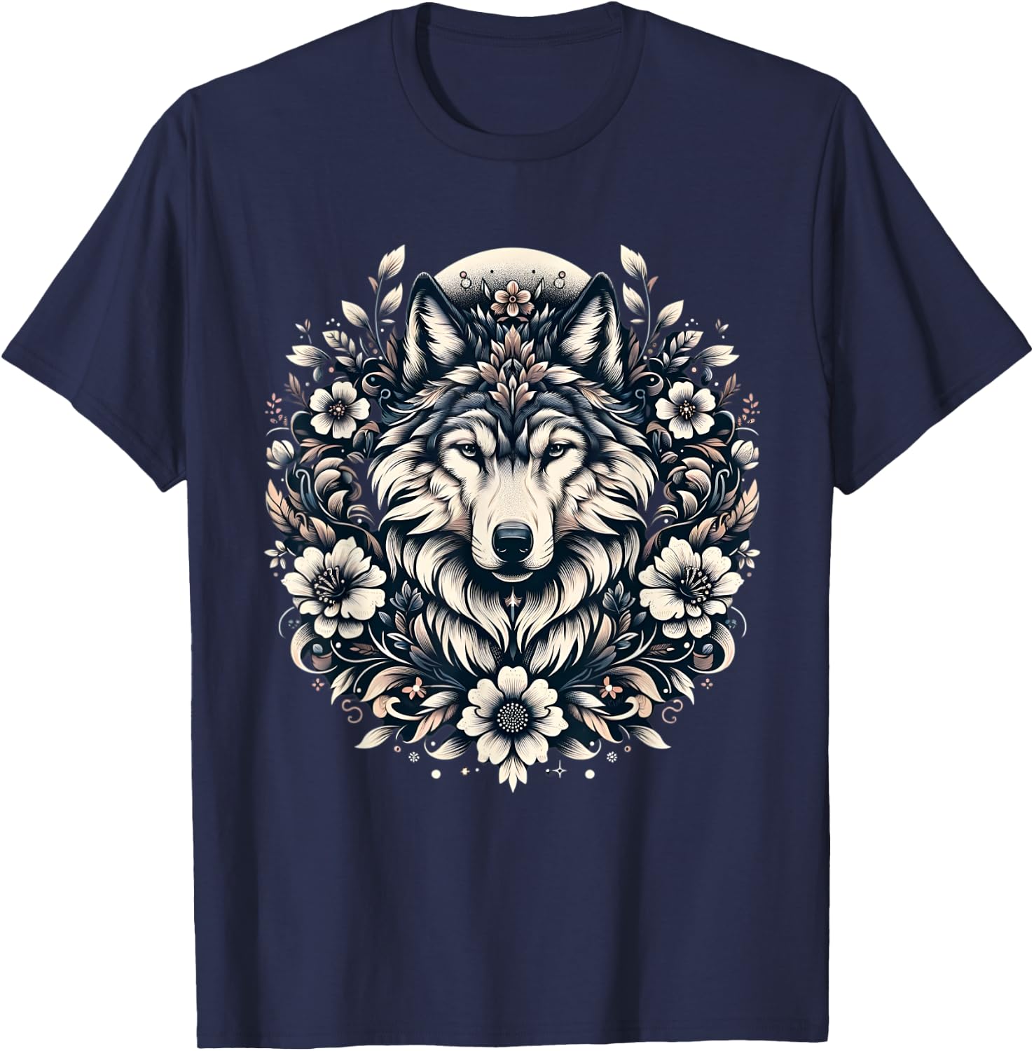 Wolf floral Wolf Lover T-Shirt - T-Shirt | Navy