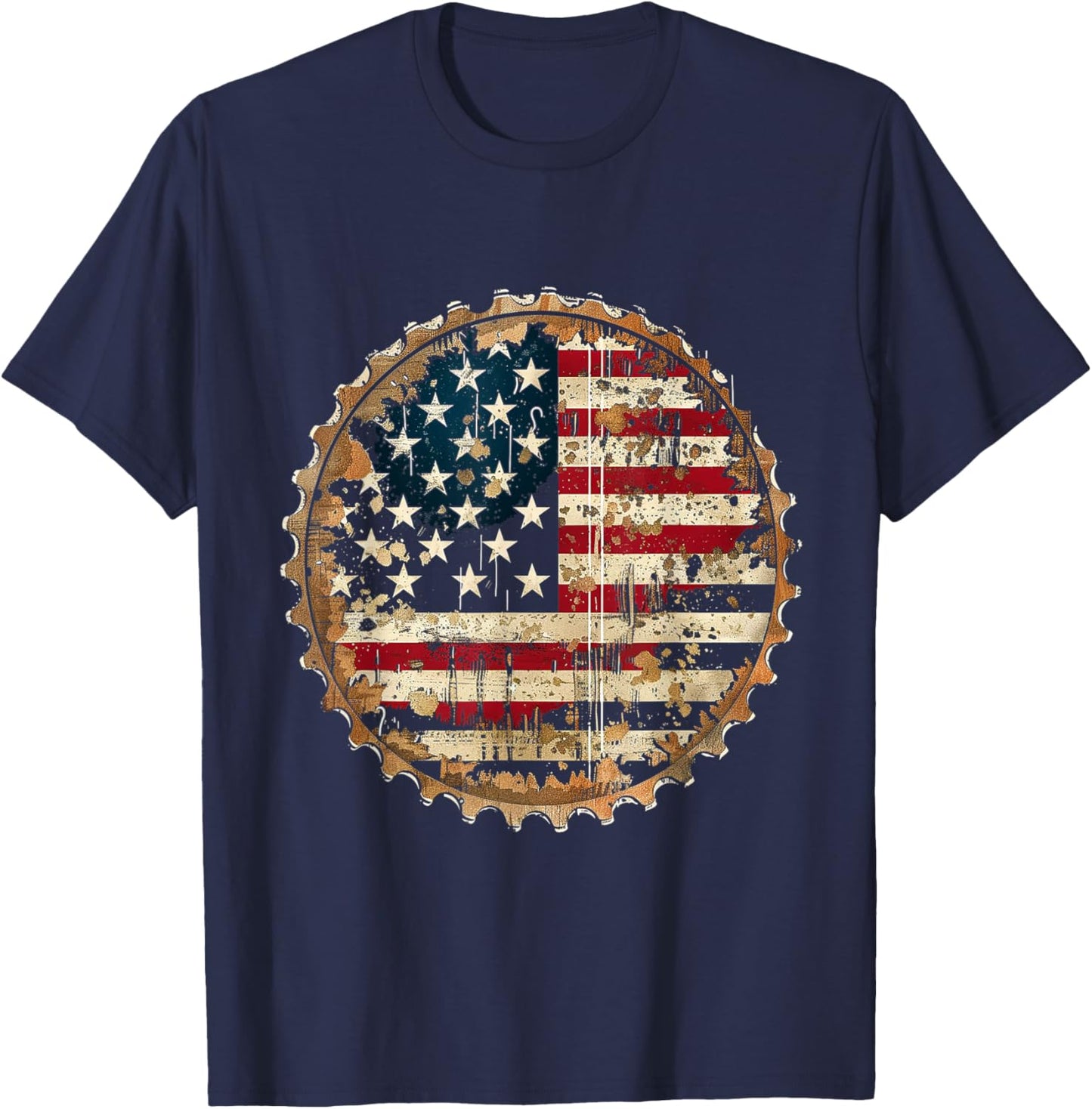American Flag Beer Cap T-Shirt - T-Shirt | Navy