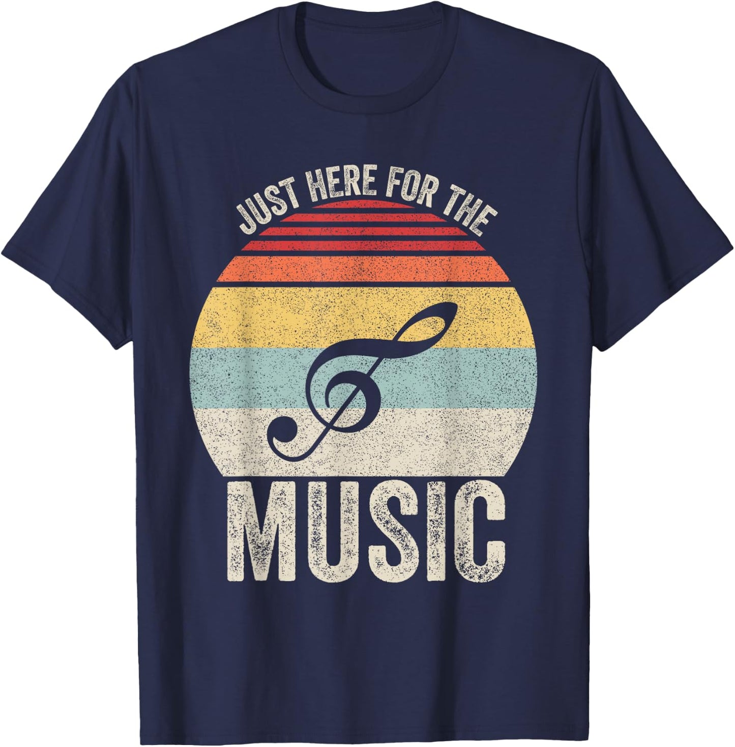 Vintage Retro Just Here For The Music T-Shirt - T-Shirt | Navy