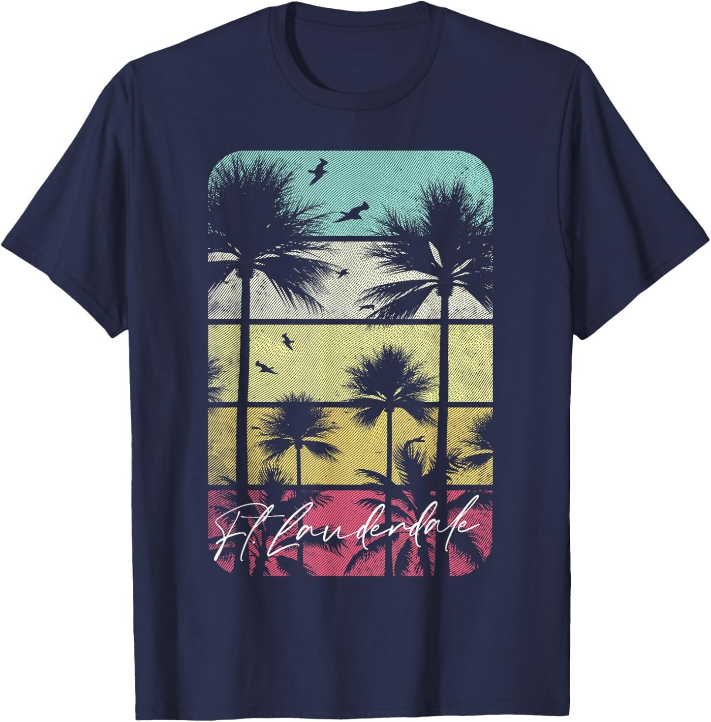 Ft. Fort Lauderdale Florida Retro Vintage Beach Surf Surfing Men Women Kids T-Shirt - T-Shirt | Navy
