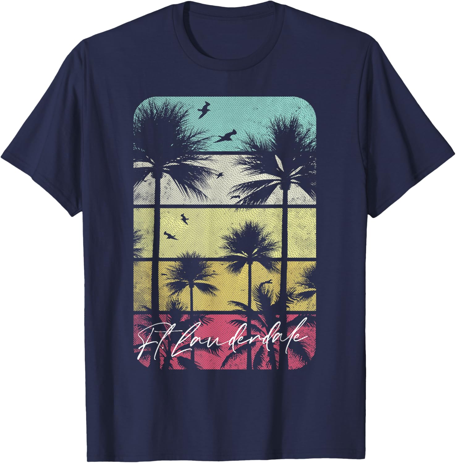 Ft. Fort Lauderdale Florida Retro Vintage Beach Surf Surfing Men Women Kids T-Shirt - T-Shirt | Navy