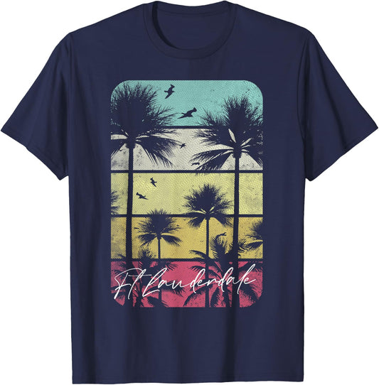 Ft. Fort Lauderdale Florida Retro Vintage Beach Surf Surfing Men Women Kids T-Shirt - T-Shirt | Navy