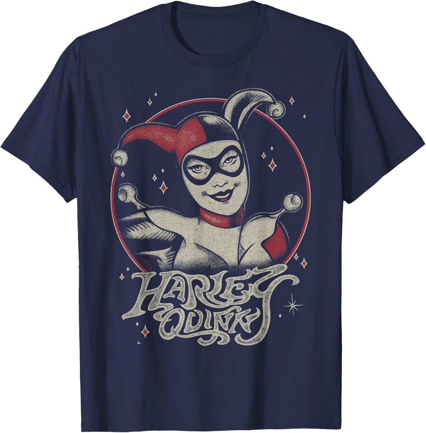 DC Comics Harley Quinn Dark Portrait Small T-Shirt - T-Shirt | Navy